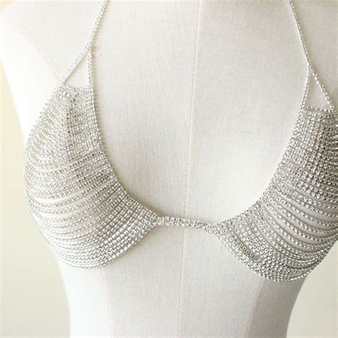 sparkling rhinestone bra rhinestone sexy body chain bra etsy