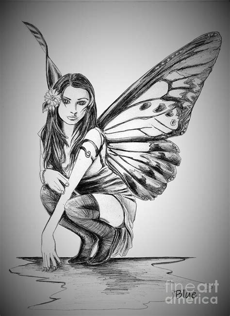 Butterfly Fairy Drawing By Michelle Blue