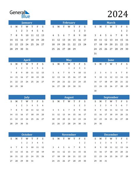 2024 Yearly Calendar 2024 Yearly Calendar 2024 Calendar Printable
