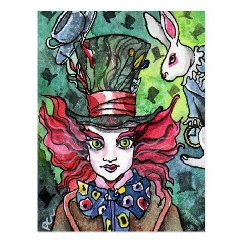 Mad Hatter And White Rabbit Postcard Zazzle Mad Hatter Hatter Alice In Wonderland