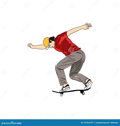 A Skater Style Skateboard Vector Illustration Stock Vector Illustration Of Hipster Balance