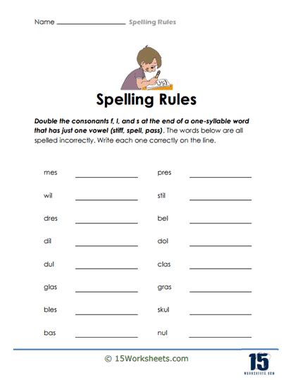 Spelling Rules Worksheets Worksheets Com