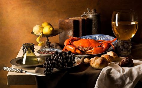 Crabs Food Grapes Lemon Bread Wine Books Wallpapers