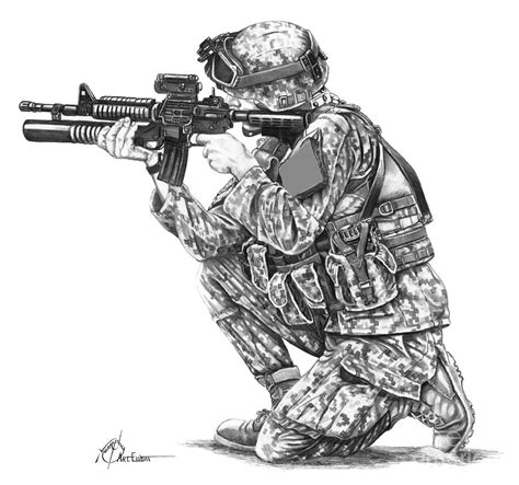 Usmarine Training Drawing By Murphy Elliott