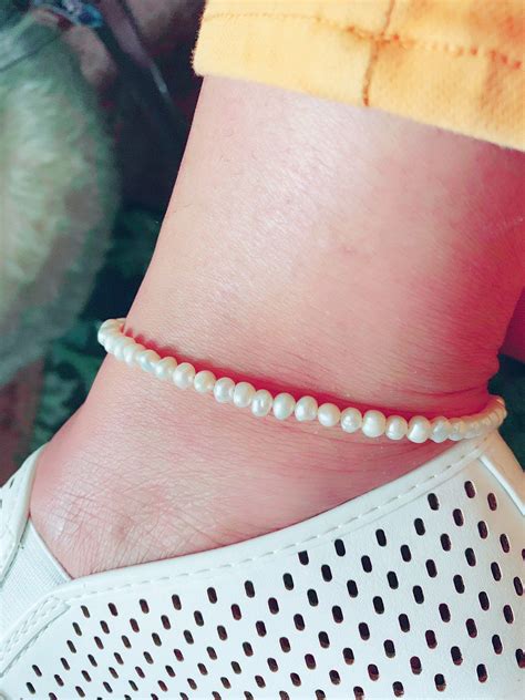 Handmade Freshwater Pearl Anklet Beaded Anklet For Women Etsy