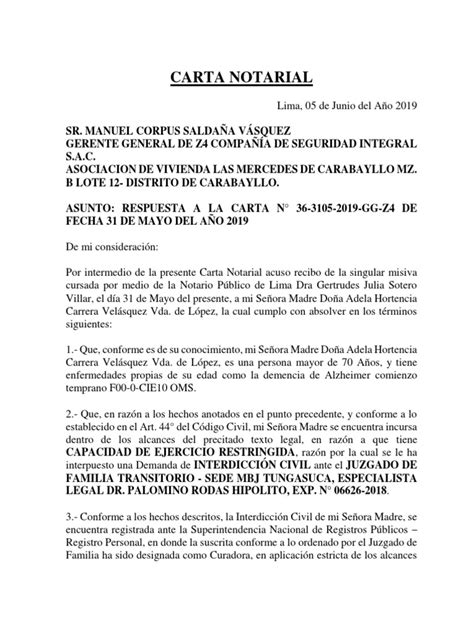 Carta Notarial Instrumento Jurídico Gobierno