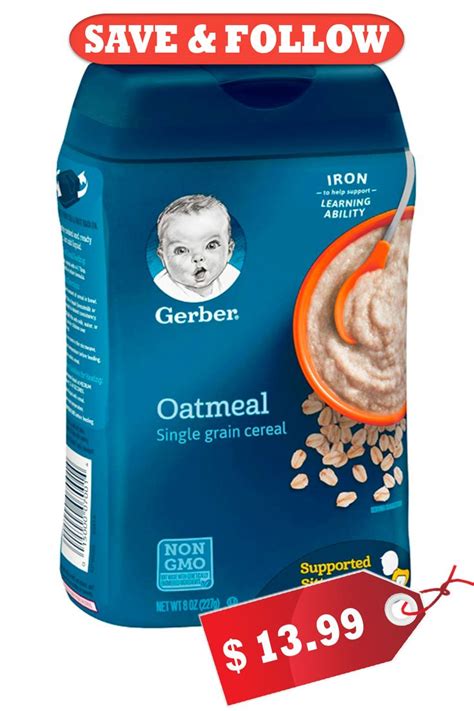 Gerber Baby Cereal 1st Foods Grain And Grow Oatmeal 8 Ounce Pack Of 6