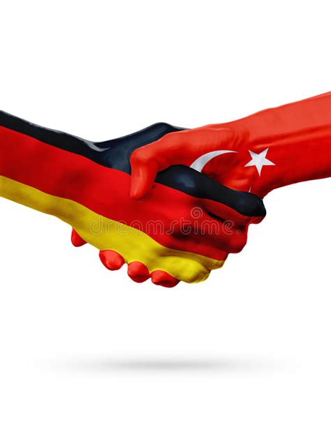 Germany Vs Turkey Red Turkey Flag On Broken Damage Brick Wall And Half