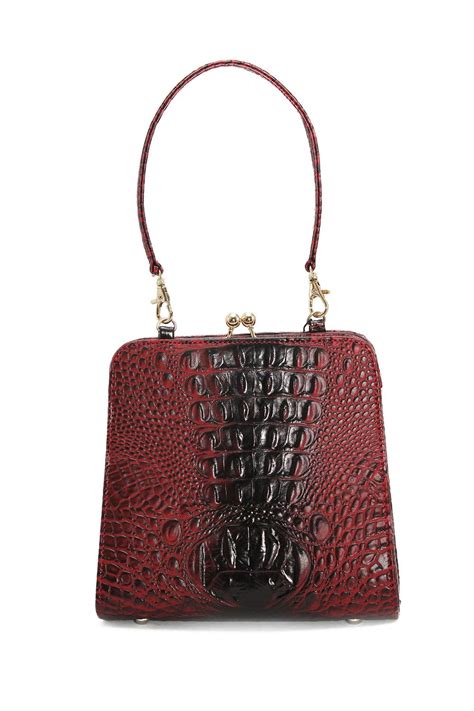 Marie Kiss Lock Vintage Faux Croc Bag In Burgundy 35 Bags Vintage