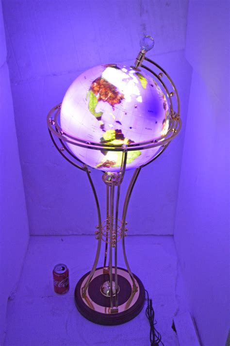Illuminated Purple Gold World Globe Rotated By Motor Size 19 X 19