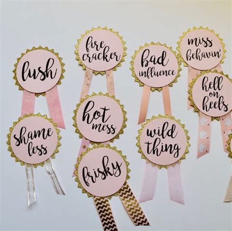 Bachelorette Party Pins Gold And Pink Name Tags Bachelorette Etsy