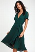 Rise to the Occasion Emerald Green Midi Wrap Dress in 2021 | Green ...