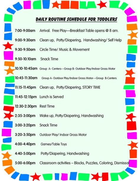 Daily Schedule For Toddlers Daily Schedule Preschool Preschool