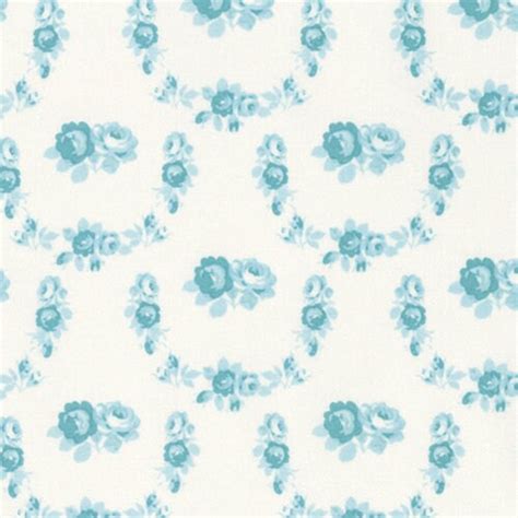 Teal Floral Fabric By Half Yard Flower Cotton Falling Rose Etsy