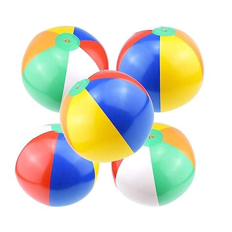 🎅5 Pcs Inflatable Beach Ball Classic Rainbow Color Pool