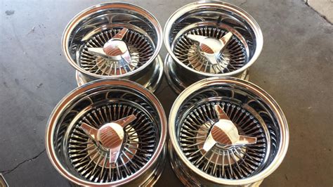 4 All Chrome 13x7 72 Spoke Daytons With 3 Wing Smooth Top Knock Offs