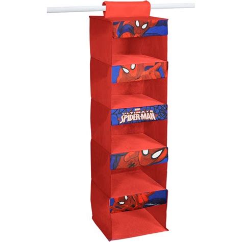 Marvel Spiderman 5 Shelf Closet Hanging Organizer Red
