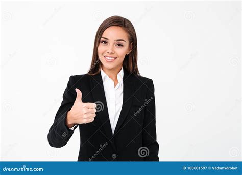 Pretty Cheerful Business Woman Showing Thumbs Up Stock Image Image Of