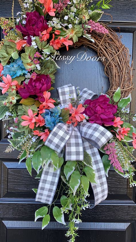 Spring And Summer Wreaths Door Wreath Peonies Wreath Wreath For