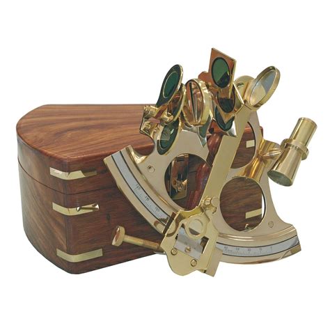 sextant in brass with a wooden box batela tware