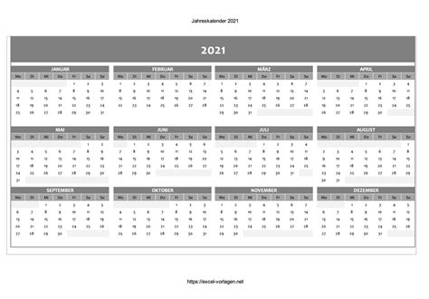 Free 2021 excel calendars templates. Excel Jahreskalender 2021