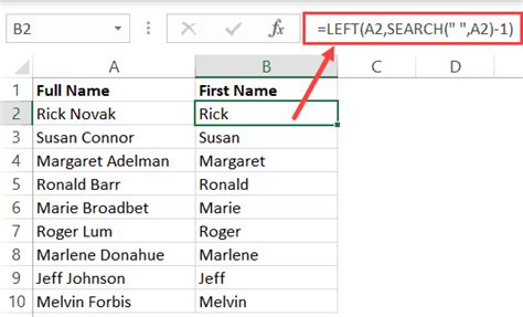 Separate First And Last Name In Excel Split Names Using Formulas