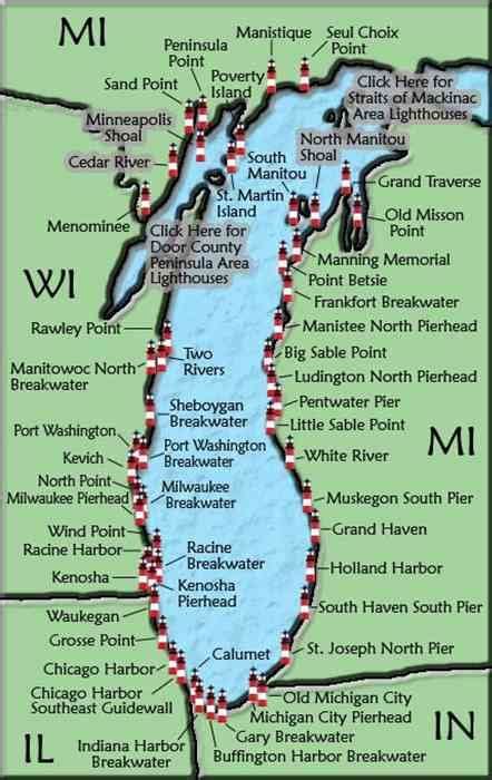 2012 Lake Mich Circle Tour Map Available Lake Michigan Lighthouses