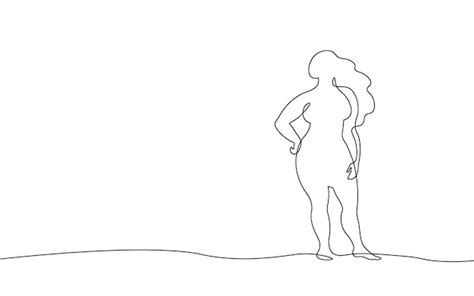 Premium Vector Continuous One Single Line Art Curvy Girl Concept