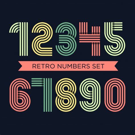 Coloured Retro Numbers Set Free Vectors Ui Download