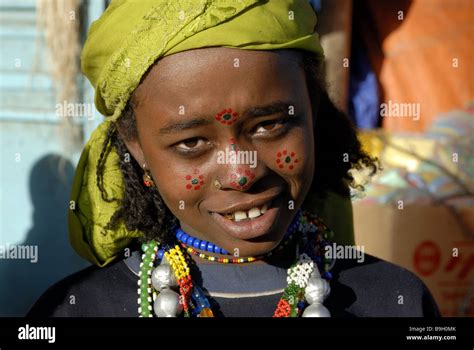 Ethiopia Harar Oromo Girl Smiling Portrait Africa East Africa City Port