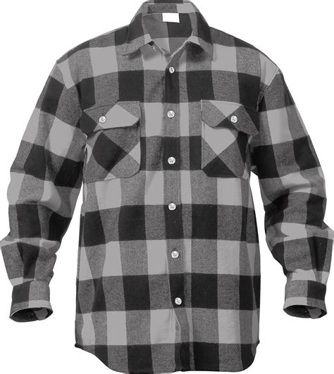 Grey Extra Heavyweight Brawny Buffalo Plaid Flannel Shirt Plaid