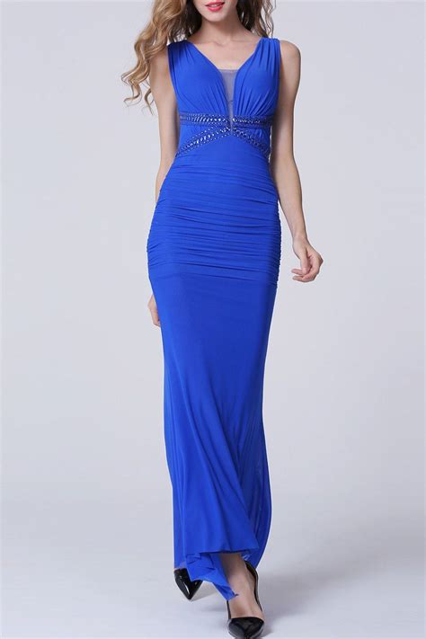 80 Off Backless Maxi Ruched Formal Slim Prom Dress Rosegal