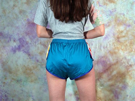 Adidas Vintage Womens Booty Shorts 90s 80s Retro Blue Etsy