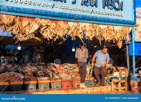 Sellers And Customers At Local Fish Market In Hurghada Editorial Stock