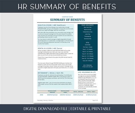 Employee Benefits Info Template Employee Benefits Flyer Page Human