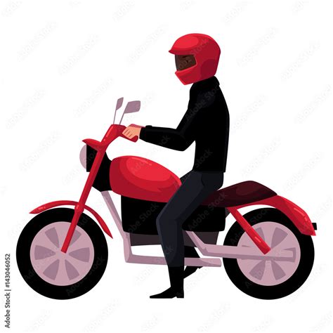 Vecteur Stock Motorcycle Motorbike Rider Wearing Helmet Side Vew