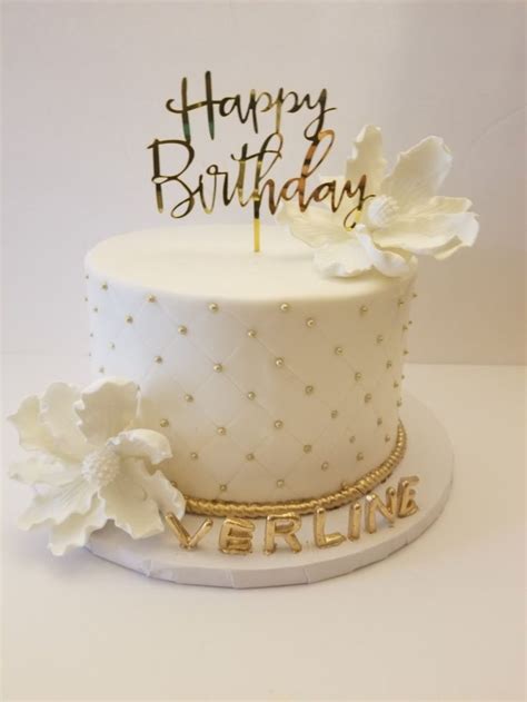 White And Gold Cake Golden Birthday Cakes 50th Birthday Cake For