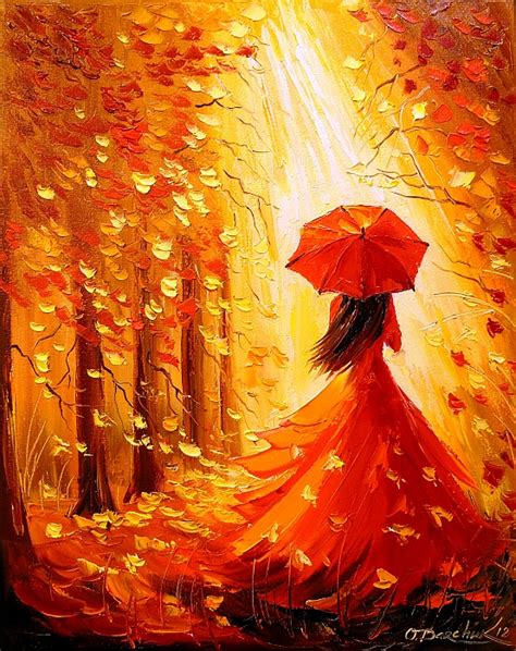 Landscape Painting Lady Autumn Artist Olha Darchuk Jose Art