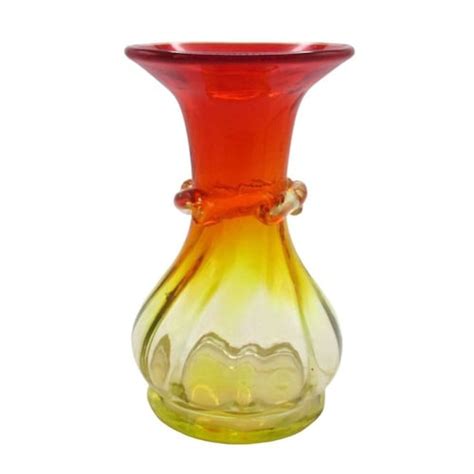 Vintage Amberina Swung Glass Vase Etsy