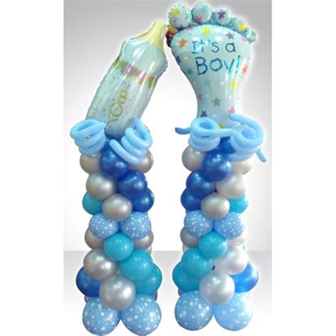 Decorate your gender neutral baby shower with these adorable white and gold latex oh baby shower balloons. Baby Shower 'Baby Boy Foot' Helium Balloon (Blue)