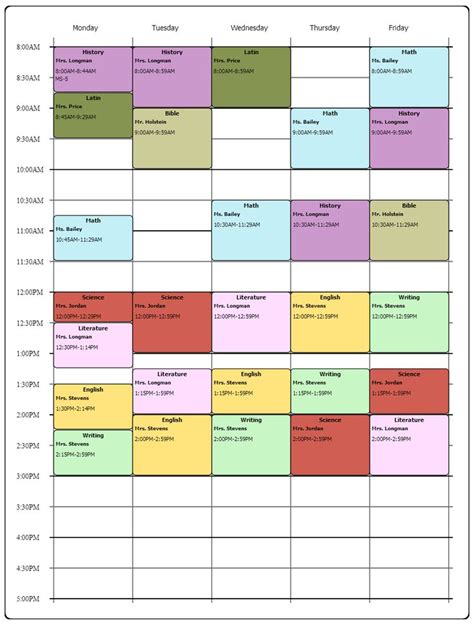 Free College Schedule Maker College Schedule Template Class