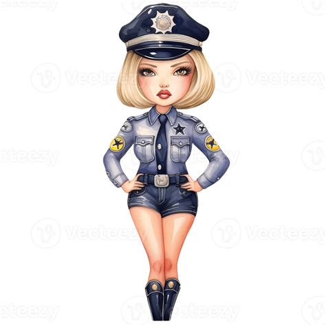 ai generated cute police woman watercolor clipart illustration 34898854 png