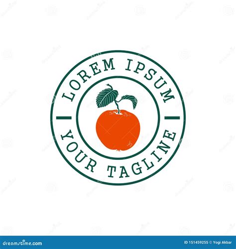 Orange Fruit Stamp Logo Design Concept Template Stock Vector