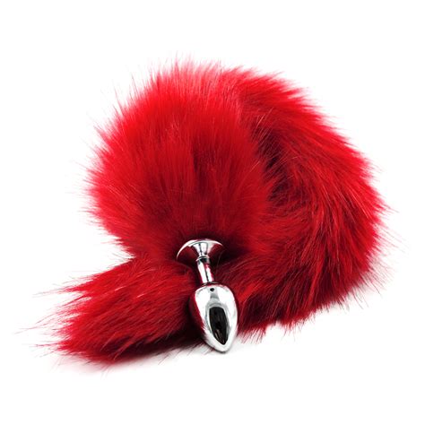 Roleplay Faux Fur Toys Fox Tail Butt Anal Beads Insert Stopper Adult