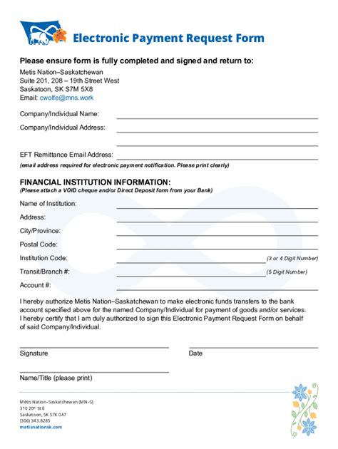 Fillable Online Electronic Payment Request Form Fax