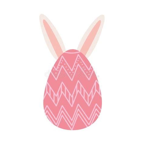 Easter Egg With Rabbit Ears Isolated Icon Stock Vector Illustration