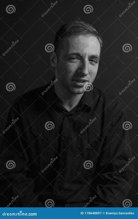 Black And White Emotional Portrait Young Man Stock Image Image Of