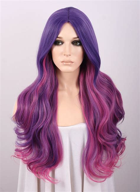 Wavy Mixed Purple Synthetic Wig Tbz961 Glamorous Hair Wig Styles Wigs