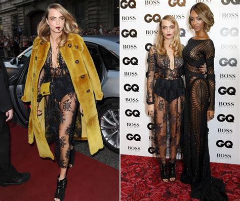 Cara Delevingne Takes A Tumble Backstage At The Gq Awards 2014 After Stunning In A Sheer Lace