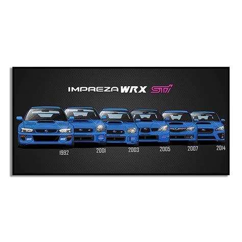 Subaru Wrx Sti Generations Canvas Printed Poster Jdm Global Warehouse